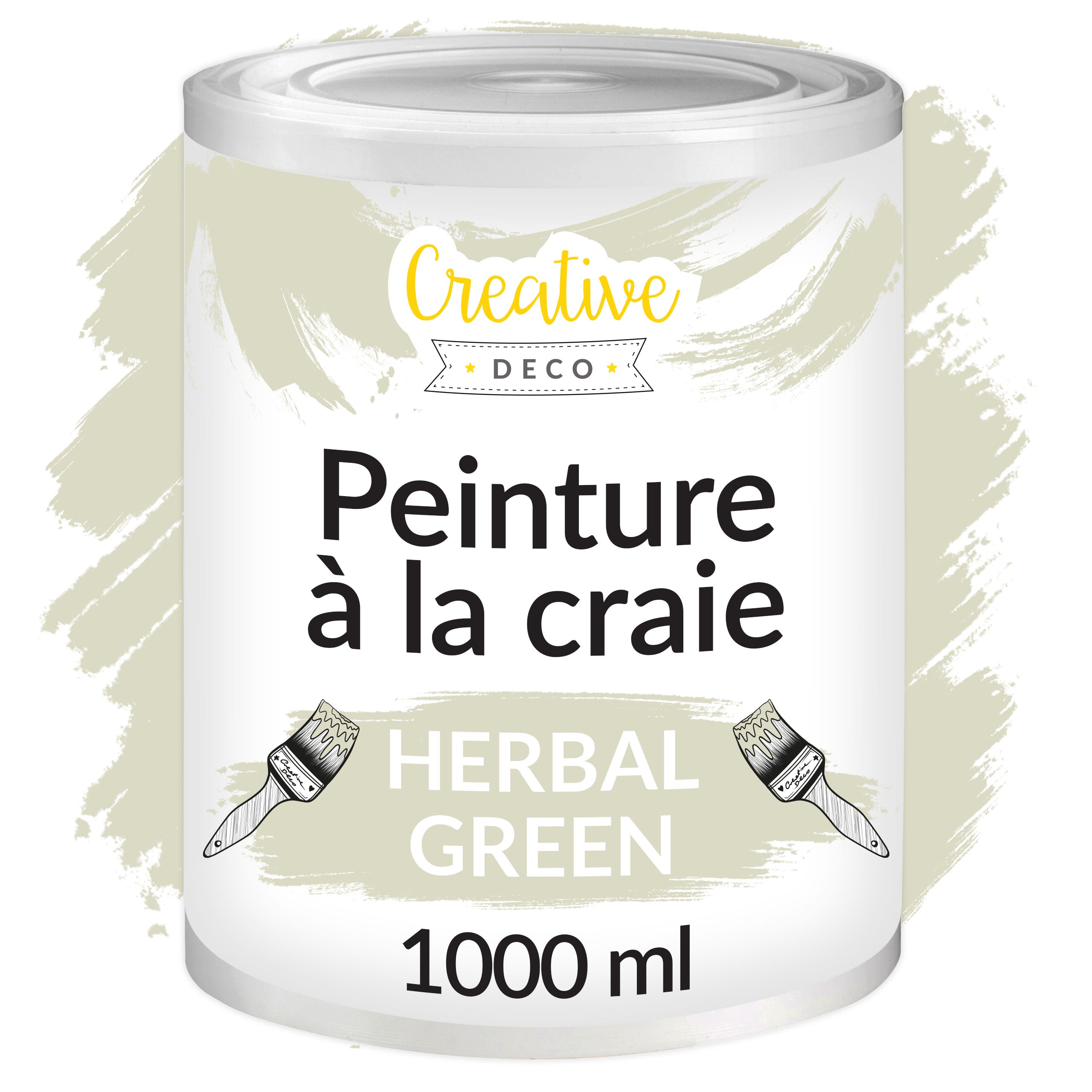 Creative Deco Peinture à la Craie Vert de Gris, 1L, Mat et Lavable, Peinture Bois, Peinture Meuble Bois, Ardoise Craie, Peinture Mur