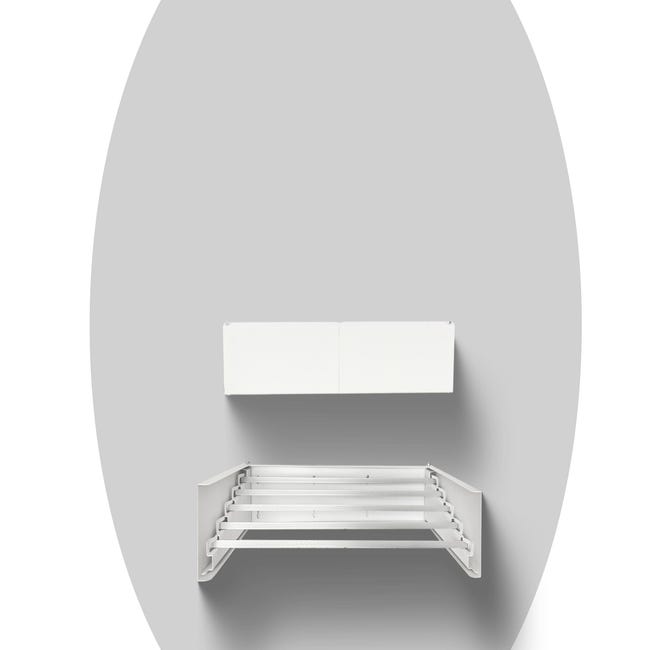 Tendedero de pared, tendedero para pared y balcón, plegable para exteriores  e interiores, Foxydry Hide Blanco 101x35x13 cm