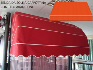 Outsunny Tenda da Sole da Esterno Balcone a Parete Avvolgibile  Impermeabile, Arancione e Bianco, 3×2.5m arancione e bianco 300 × 250cm
