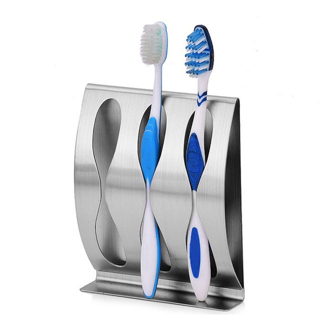 2 pièces Porte-brosse à dents pour brosse à dents électrique En acier  inoxydable Auto adhésif Mural Fixé Salle de bain Brosse à dents Support  mural Durable Support P