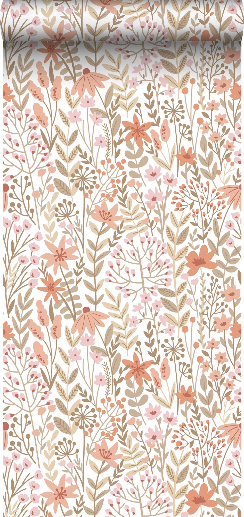 Papier Peint Intiss Fleurs Des Champs Rose Terracotta Et Vert Gris X M Estahome