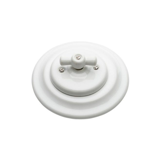 Interruptor conmutador vintage retro porcelana blanca instalación  superficie 10A 250V