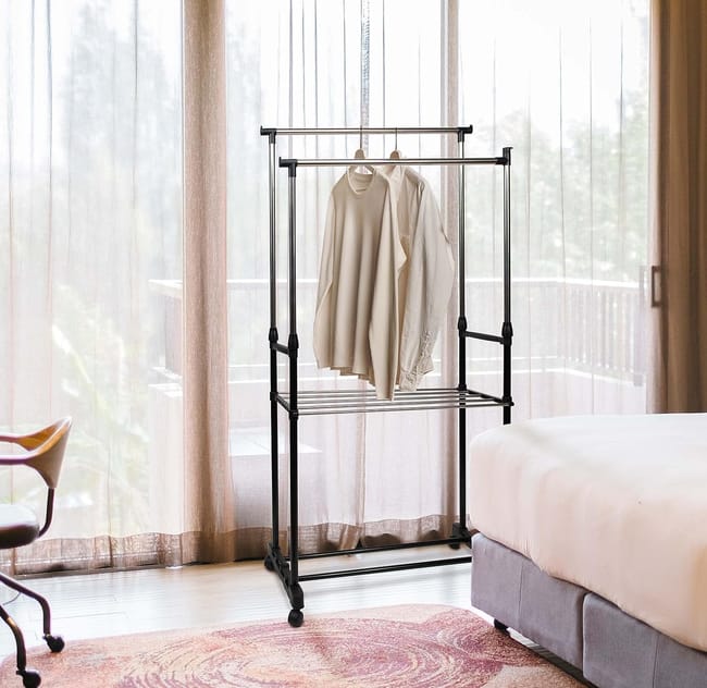 THE SECRET HOME Perchero Burro Ajustable de Metal con Ruedas