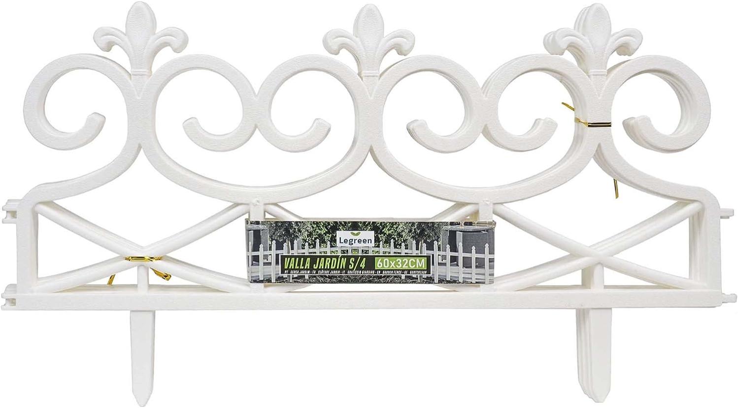 Evelyne Bordura Da Giardino Bianca Effetto Ferro Battuto, 27 Pezzi, Lunghezza Totale 10.7 M, In Plastica Resistente, Per Aiuole E Prati