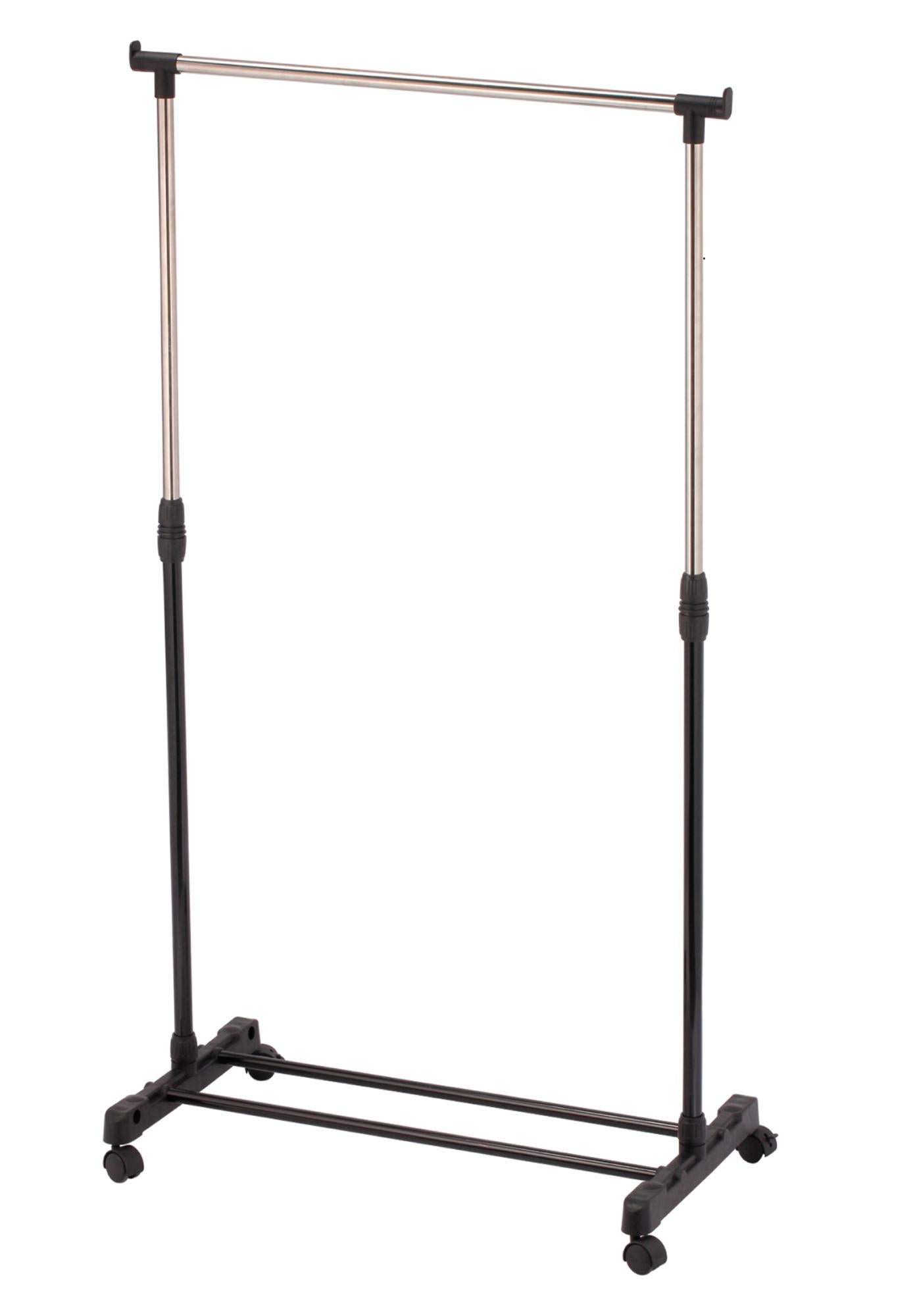 Well Home Appendiabiti Con Ruote In Acciaio Inox, Altezza Regolabile 90-160 Cm, Nero, Porta Abiti Da Terra