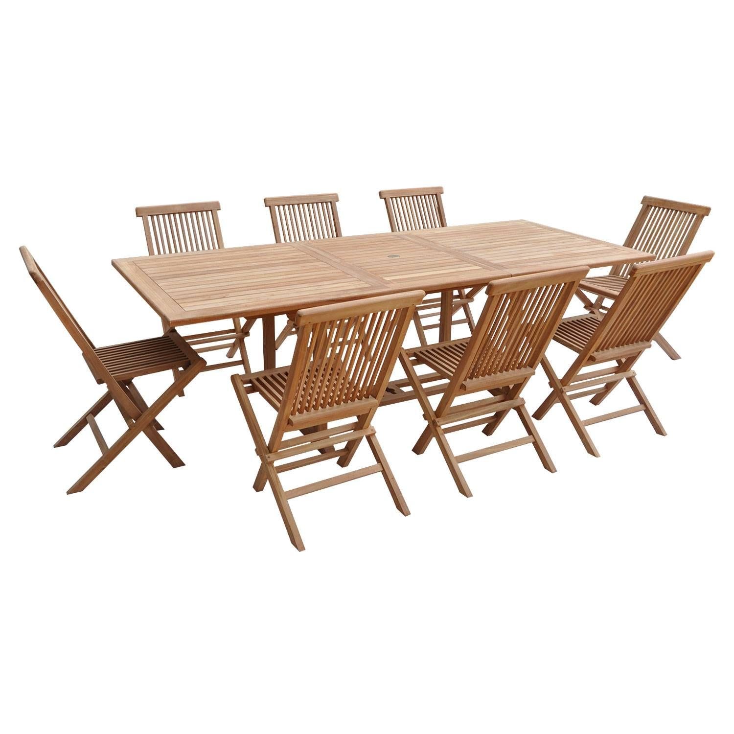 Set Pranzo Tavolo Allungabile 120/160x80 Cm E 4 Sedie Pieghevoli Con Braccioli Legno Di Acacia E Corda Verde Yadira 1