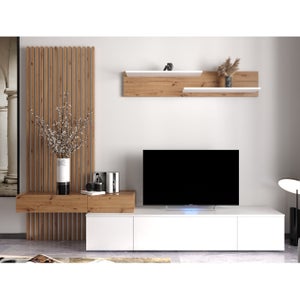 Set mobili soggiorno Stanton F122, Quercia, Luminoso legno, Con mobile  porta tv, Con singole parti, Con accessori aggiuntivi