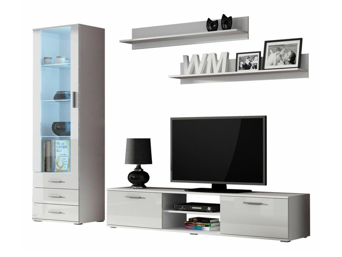 Conjunto De Salón Charlotte E107 Blanco Brillante Blanco Con Equipo 