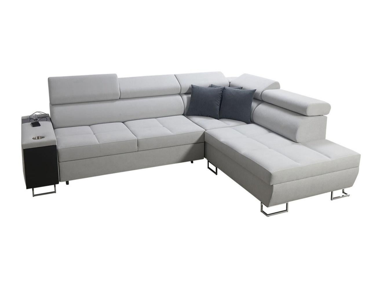 Divano angolare Columbus 192, Grigio, Funzione di sonno, Scatola da letto, 255x170x85cm