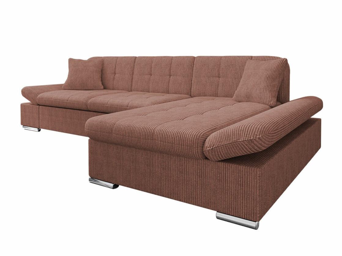Divano Letto Angolare Wiuzo Con Schienale Alto, Contenitore E Portabicchieri – Trasformabile E Con Chaise Longue Intercambiabile