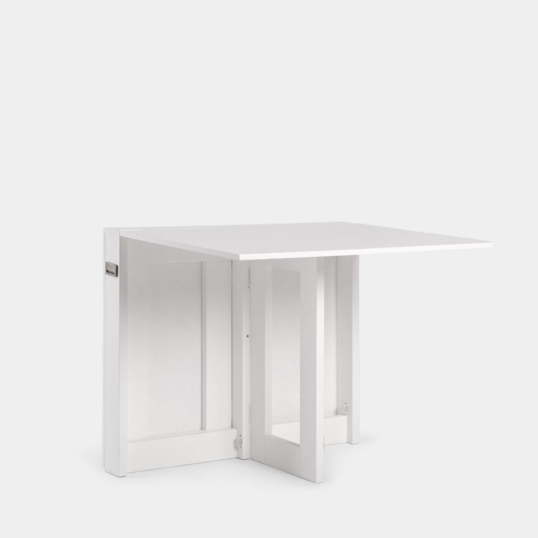 Tan mesa de comedor plegable rectangular 88/160 de madera lacada en blanco