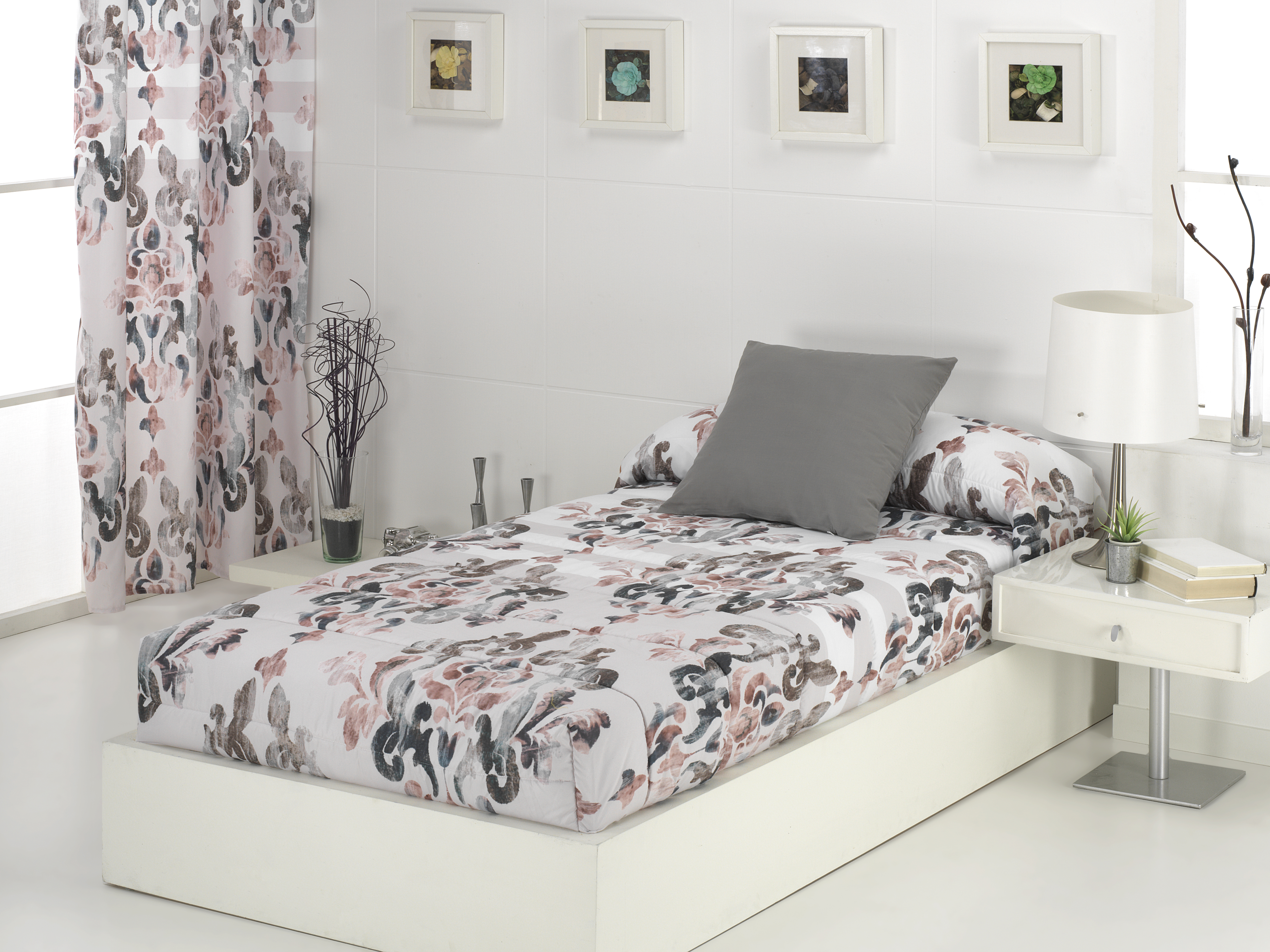 Camatex - edredón estampado ajustable al colchón con elásticos en la parte inferior. modelo selma rojo. grosor 250 gr/m2 -cama de 120 (180x260)