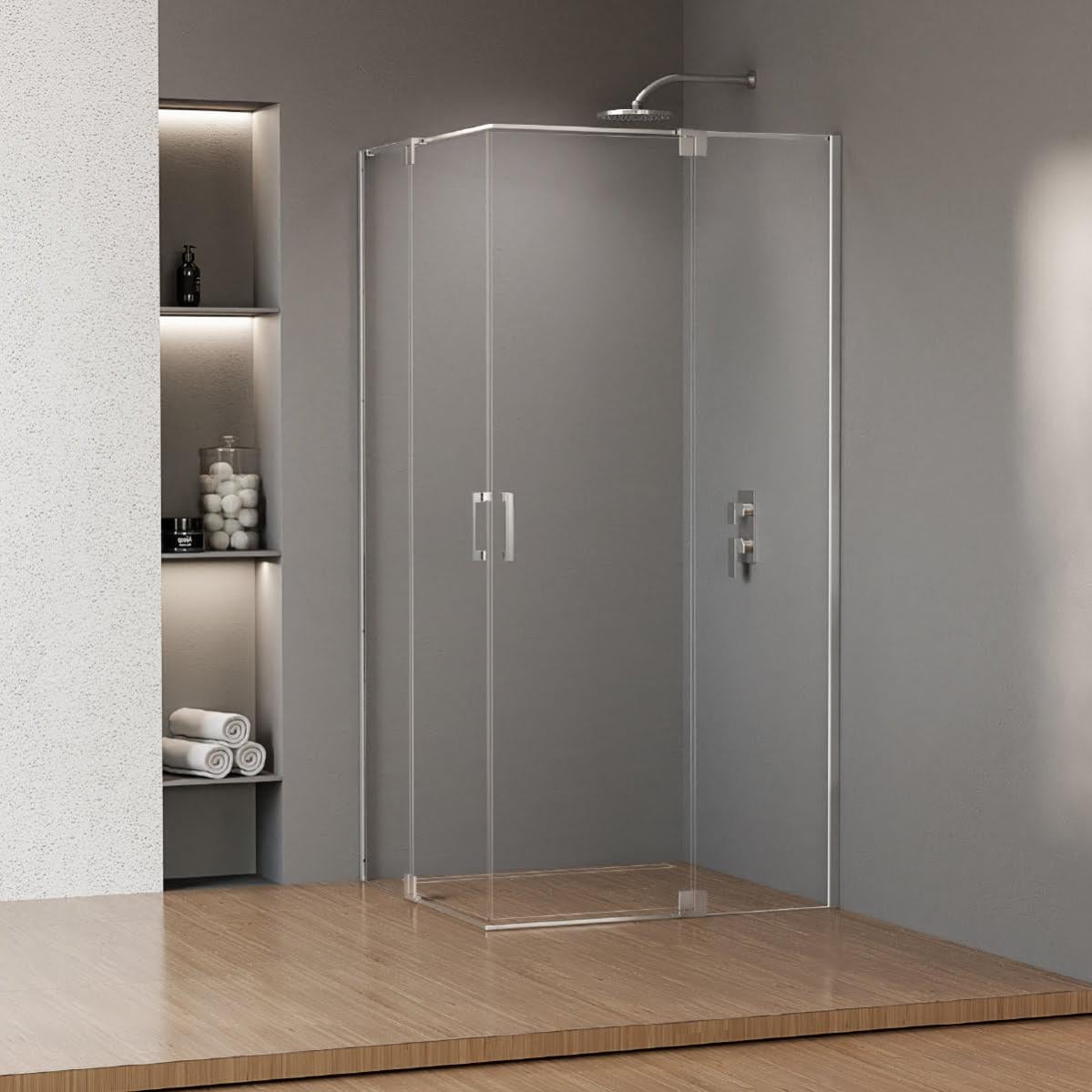 Ripiano Angolare In Vetro Temperato - 25x25 Cm, Trasparente, Carico 15kg - Foto 2