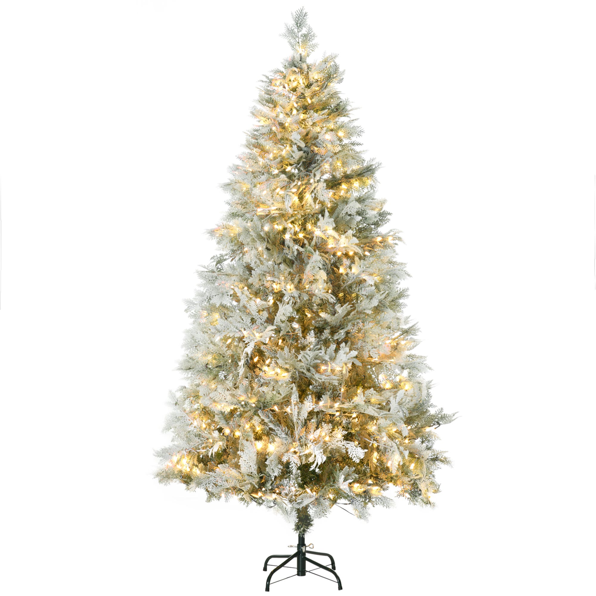 Árvore de Natal HOMCOM Verde e Branco PVC, Metal Ø140x225cm_830-321