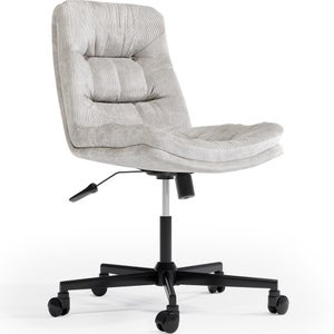 Miliboo - Chaise de bureau à roulettes en tissu beige et acier chromé SHANA