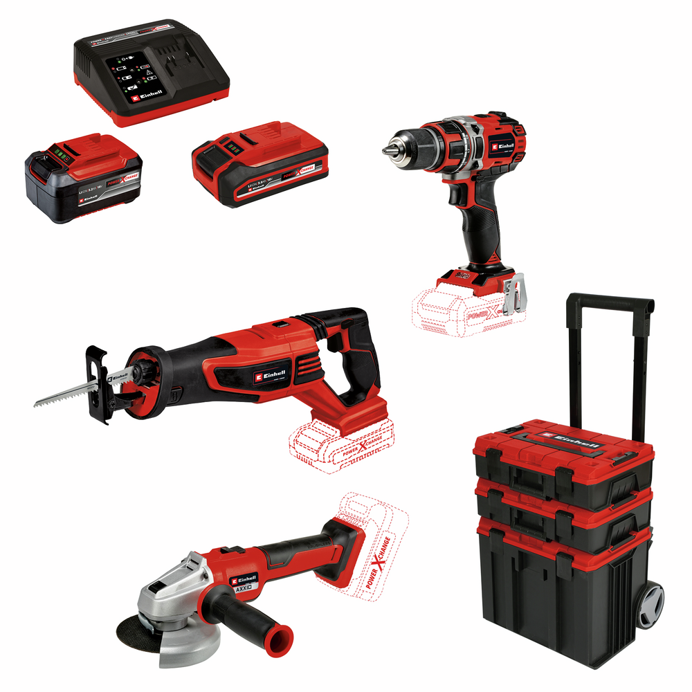 Kit 2 outils sans fil EINHELL Tc-tk 18 li kit, 18 V 1.5-3 Ah, 2 batteries
