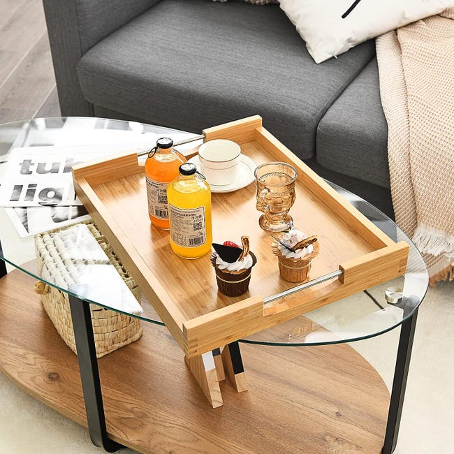 Relaxdays 10015834 Table d'appoint Pliante table console Bambou HxlxP: 68 x  48 x 38,5 cm, nature