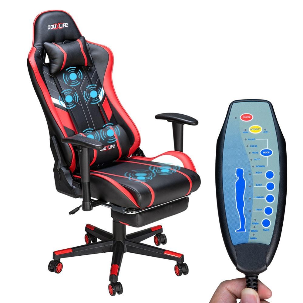 Chaise Gaming Rose Ergonomique Massage Fauteuil Gamer Chaise avec