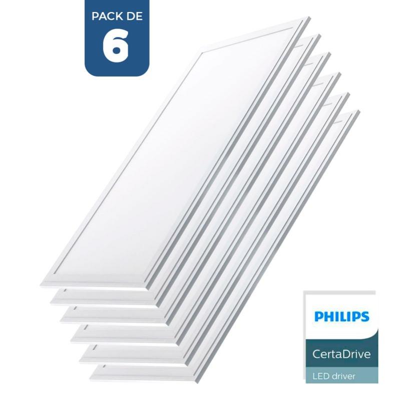Pack 6 Paneles LED slim 120x30cm 44W 3980lm UGR19 Blanco Frío Leroy Merlin