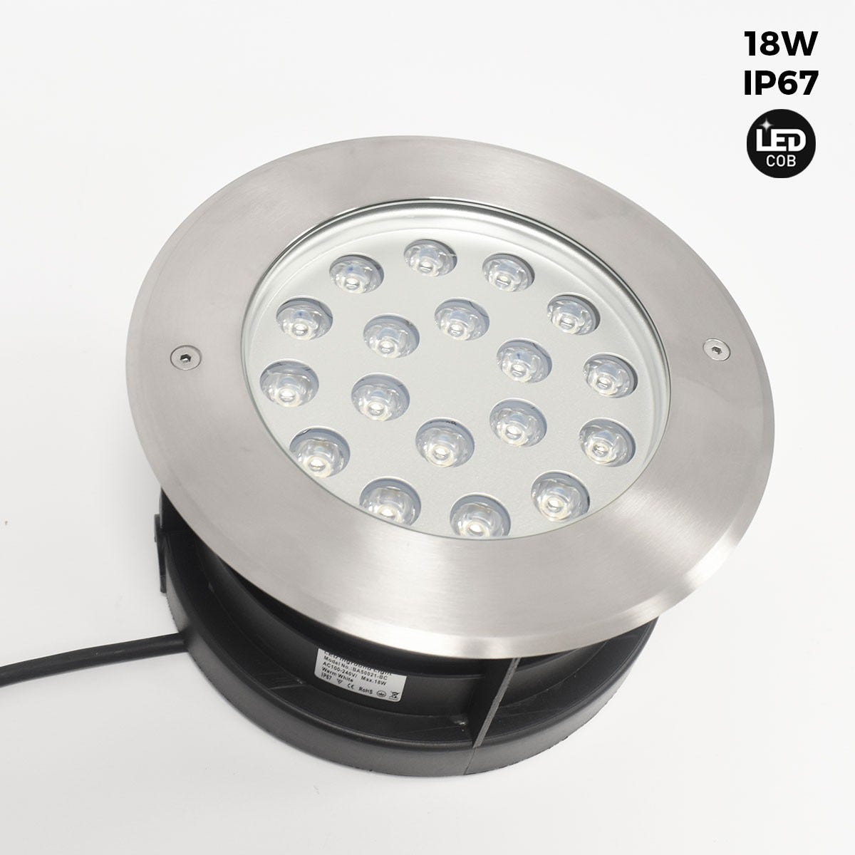 Faretto LED da incasso a pavimento 18W - Bianco caldo - Ø21cm - IP67 - 220v  - Bianco Caldo