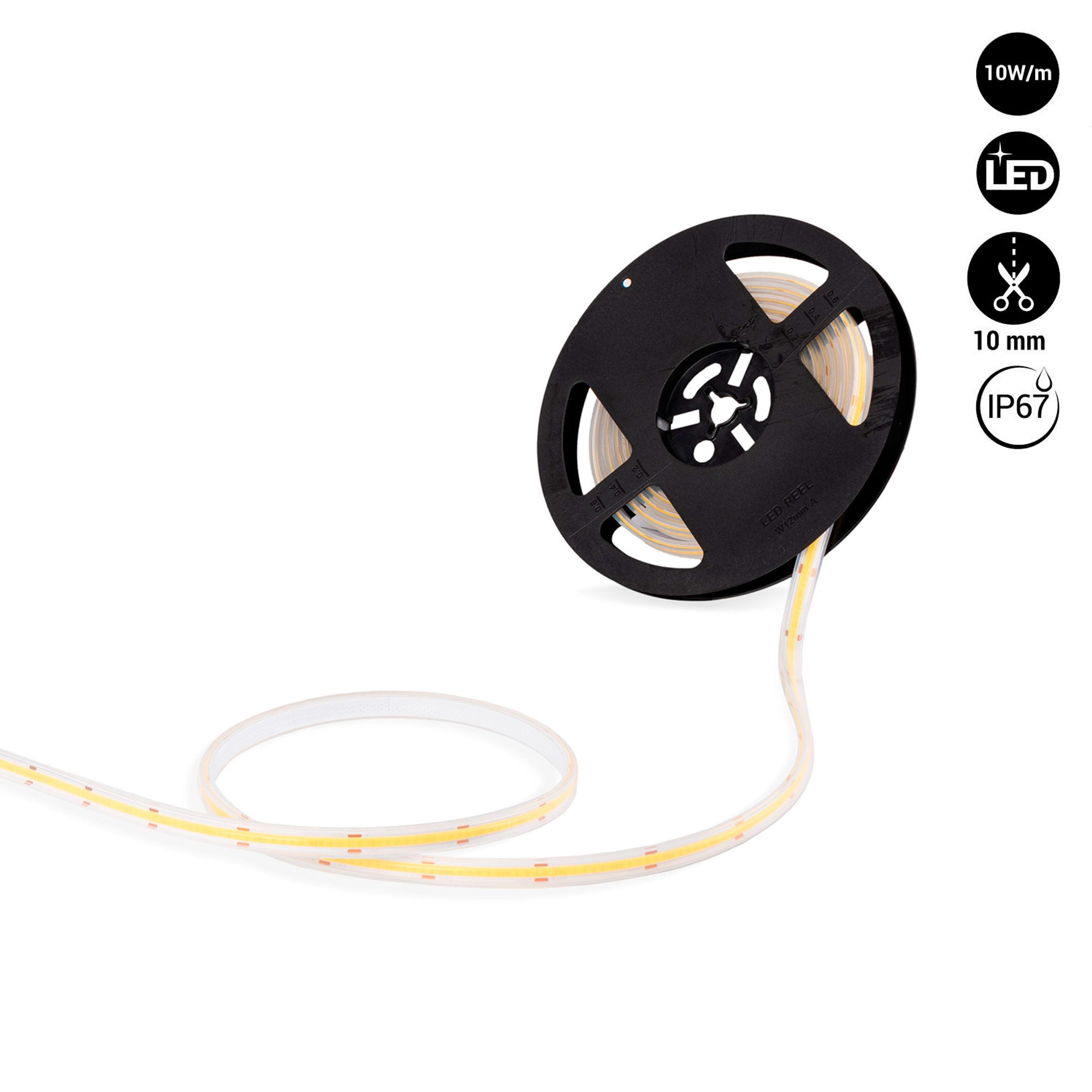 Ruban Led Cob 24v Dc 10w M 10mm Ip67 Rouleau De 5 Mètres