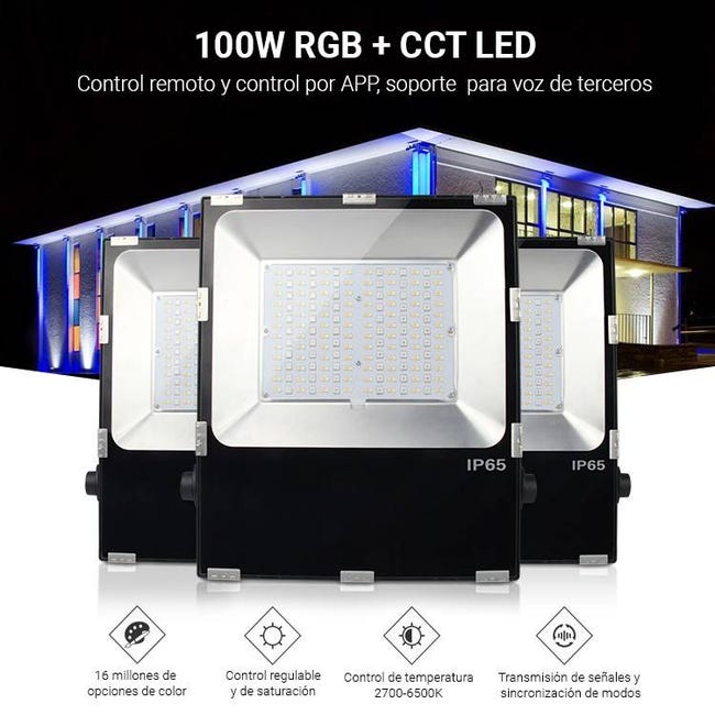 Projecteur LED extérieur 100W RGB+CCT, Mi Light