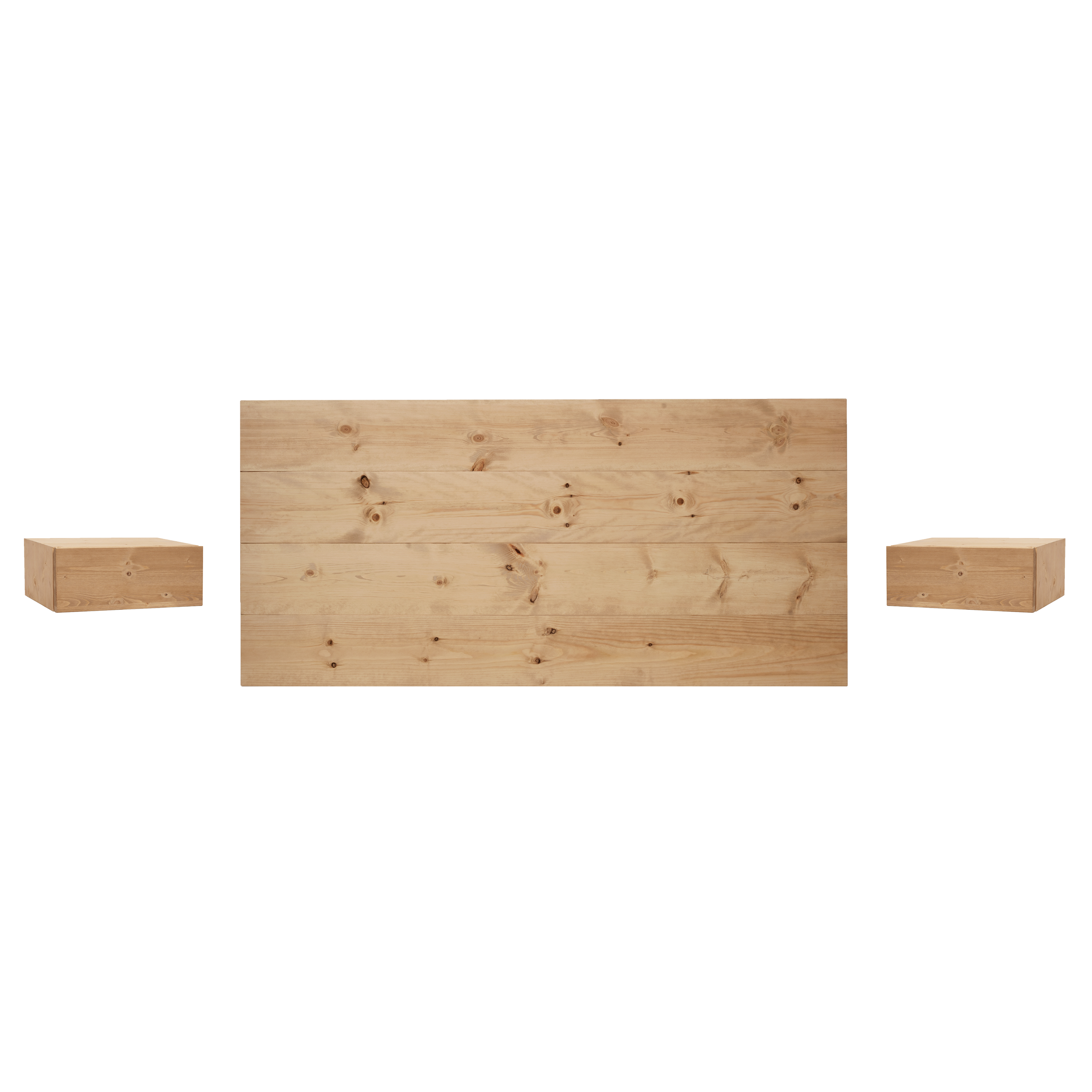 Pack cabecero y mesitas de madera maciza tono roble medio 200cm