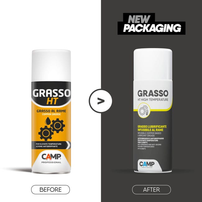 Camp GRASSO HT, Grasso lubrificante anti-grippante al rame per alte  temperature (fino a 1000°C), protegge da corrosione, grippaggio e usura