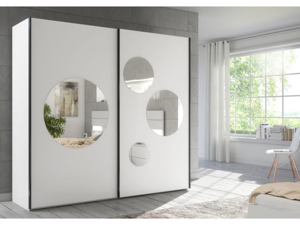 Armoire 2 portes coulissantes Avec miroir L218 cm Blanc FISULIO Leroy Merlin