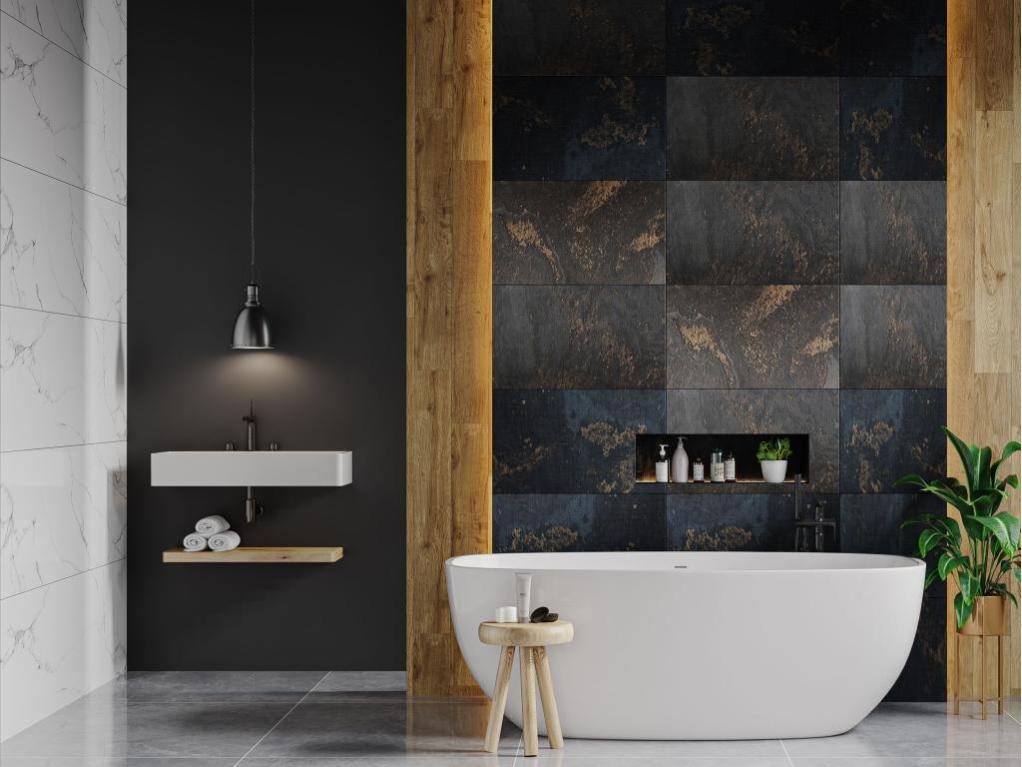 Feuille de pierre naturelle - pack de 1,5m² - Noir et doré - 10