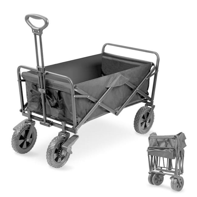 Oviala Carrello Da Giardino Palavas, Acciaio Antracite, 2 Ripiani, Ruote, 70x45x82 Cm
