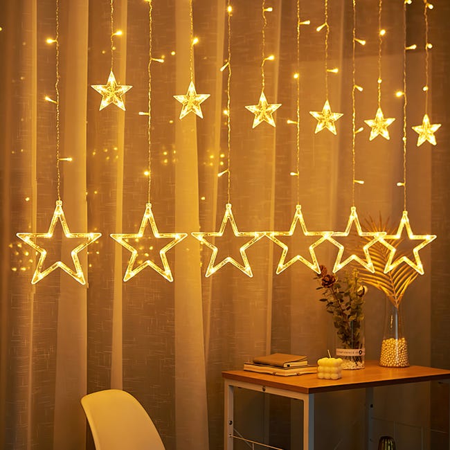 Guirlande lumineuse LED Étoiles Rideau lumineux Décoration Filet