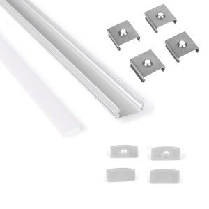 Perfil de Aluminio para Estantería con Tapa Continua para Tira LED hasta 12  mm 1m