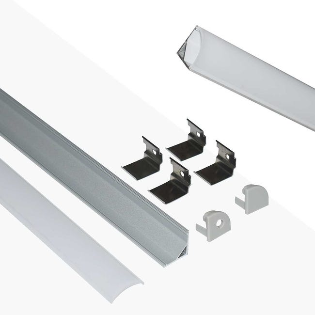 Perfil de aluminio empotrable para tiras LED. 2 metros - Acabado a elegir  (negro) : : Iluminación