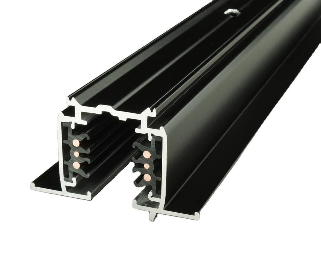 Binario Trifase Per Faretti LED 1 Metro - Alluminio Nero, Orientabile, Fino A 2000W - Foto 2