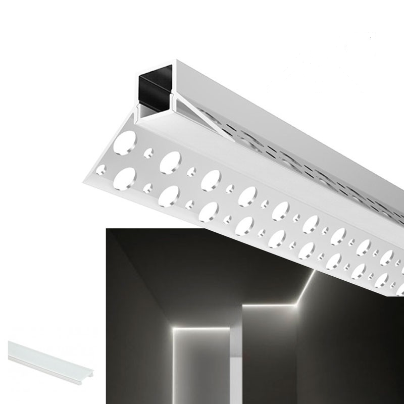 Perfil para tira LED de integración Escayola/Pladur 96x35 Trimless Esquina  de Abajo/Arriba (2m)