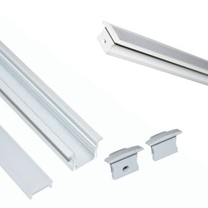 Silver Electronics Perfil Empotrable de Aluminio 2 metros con Difusor Opal  para Tira LED