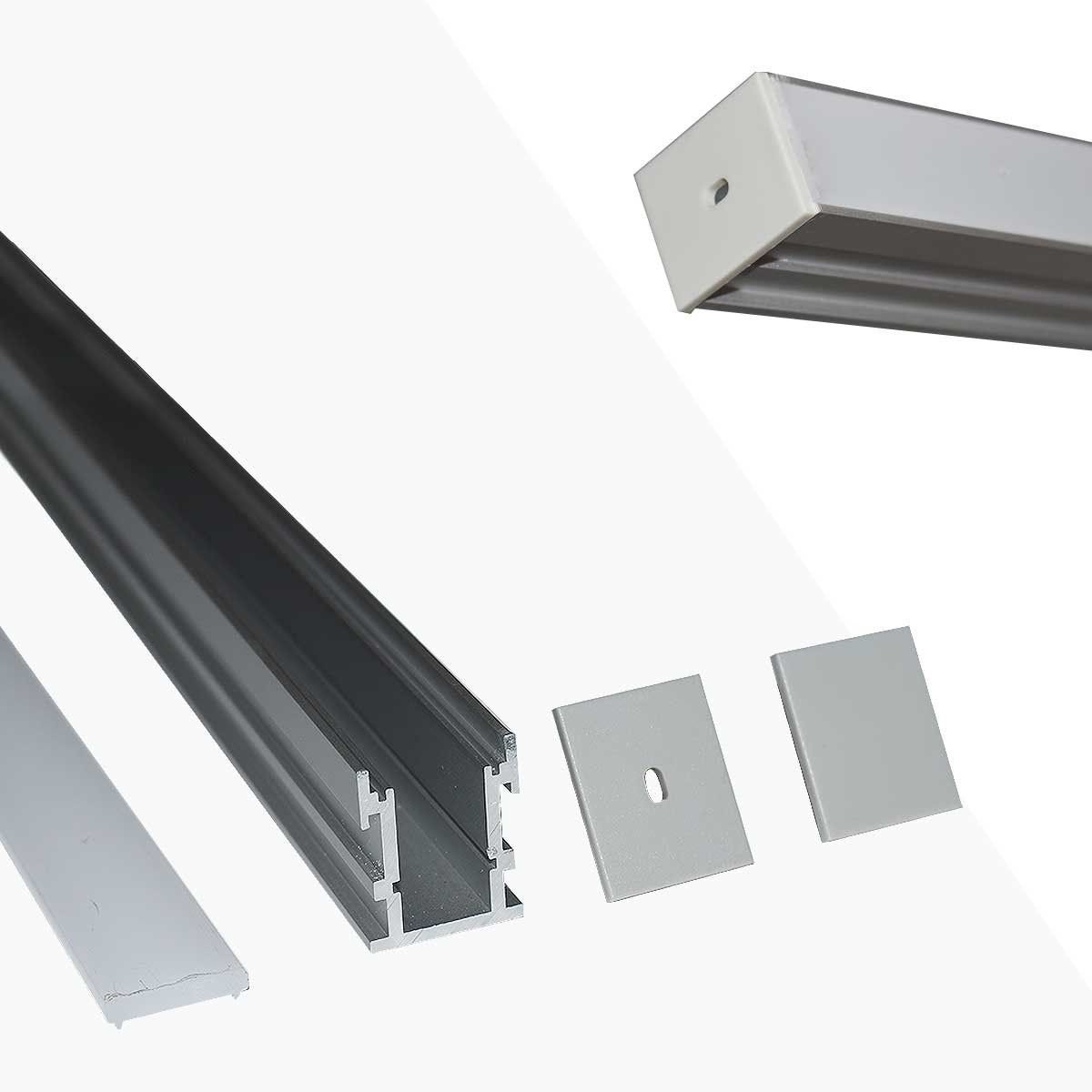 Perfil Aluminio para Tira LED -CON ALAS- 2 metros