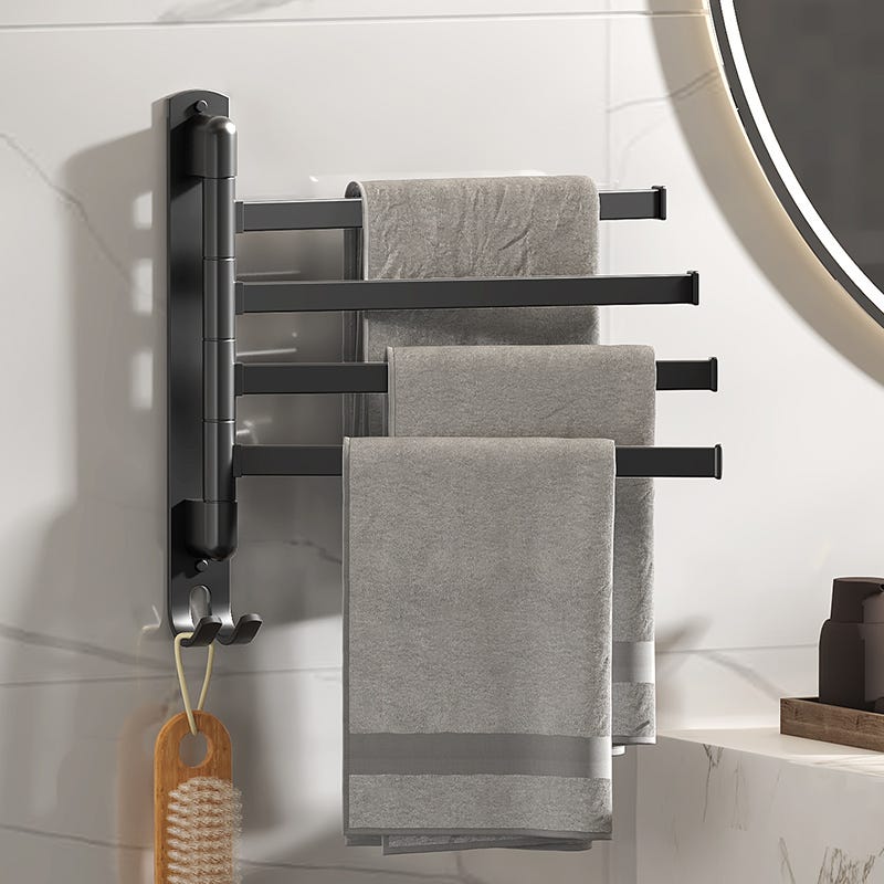 Porte-serviettes pivotant à 4 pôles, élégant et pratique pour salle de  bain, barre à serviettes murale en acier inoxydable à 180 degrés