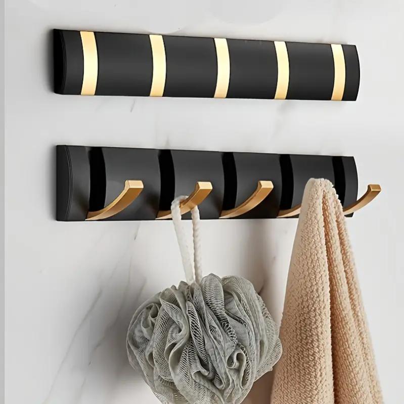 Lot de 4 crochets adhésifs noirs mats pour serviettes, crochets muraux  robustes et imperméables en acier