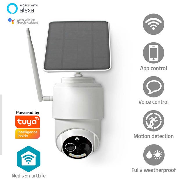 Caméra WiFi PTZ extérieure FULL HD 1080P autonome avec panneau solaire  Vision nocturne et capteur de mouvement