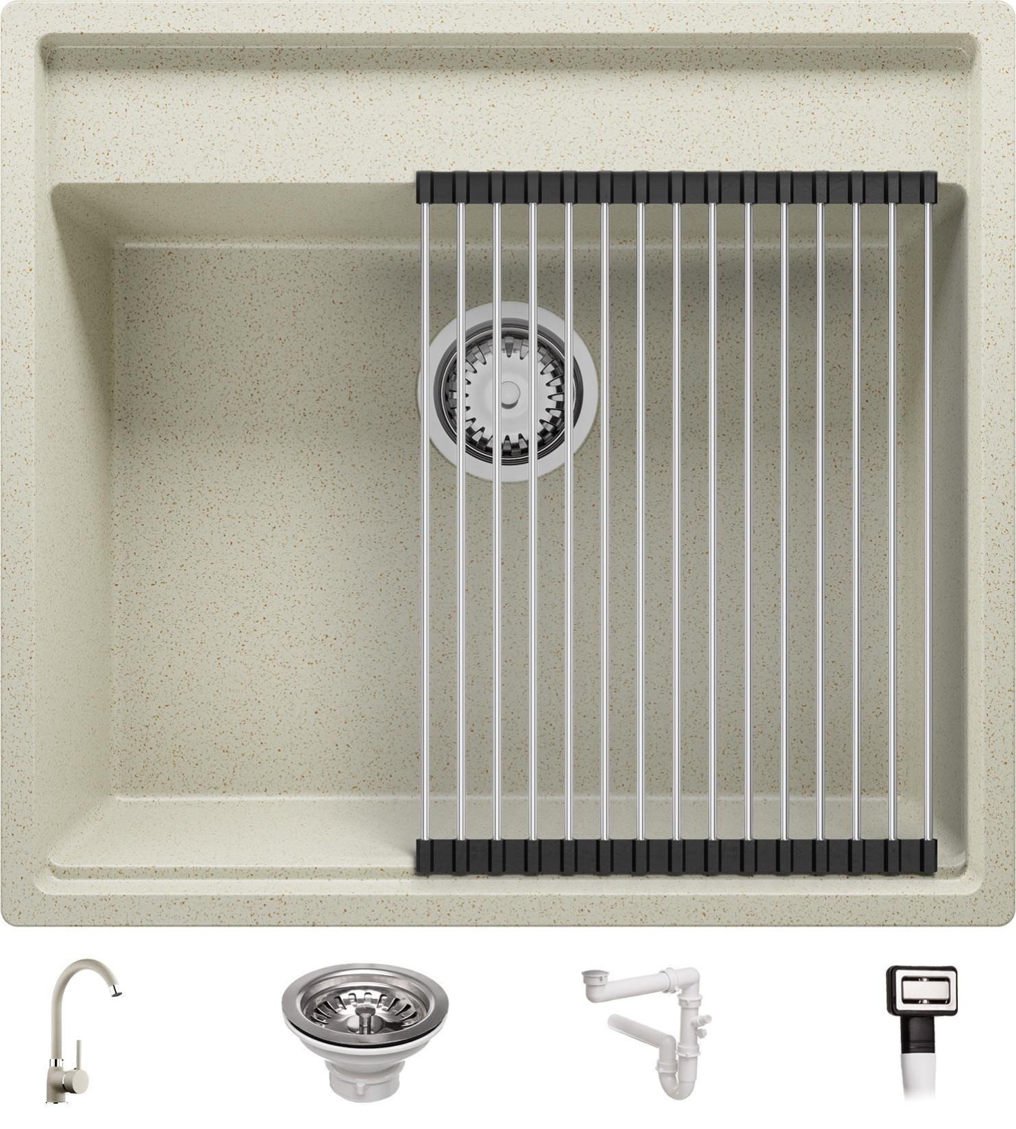 Lavello Cucina Acciaio Inox A Cascata Con Rubinetto Estraibile - Vasca Singola, Rivestimento Nano, Accessori Inclusi - Foto 6