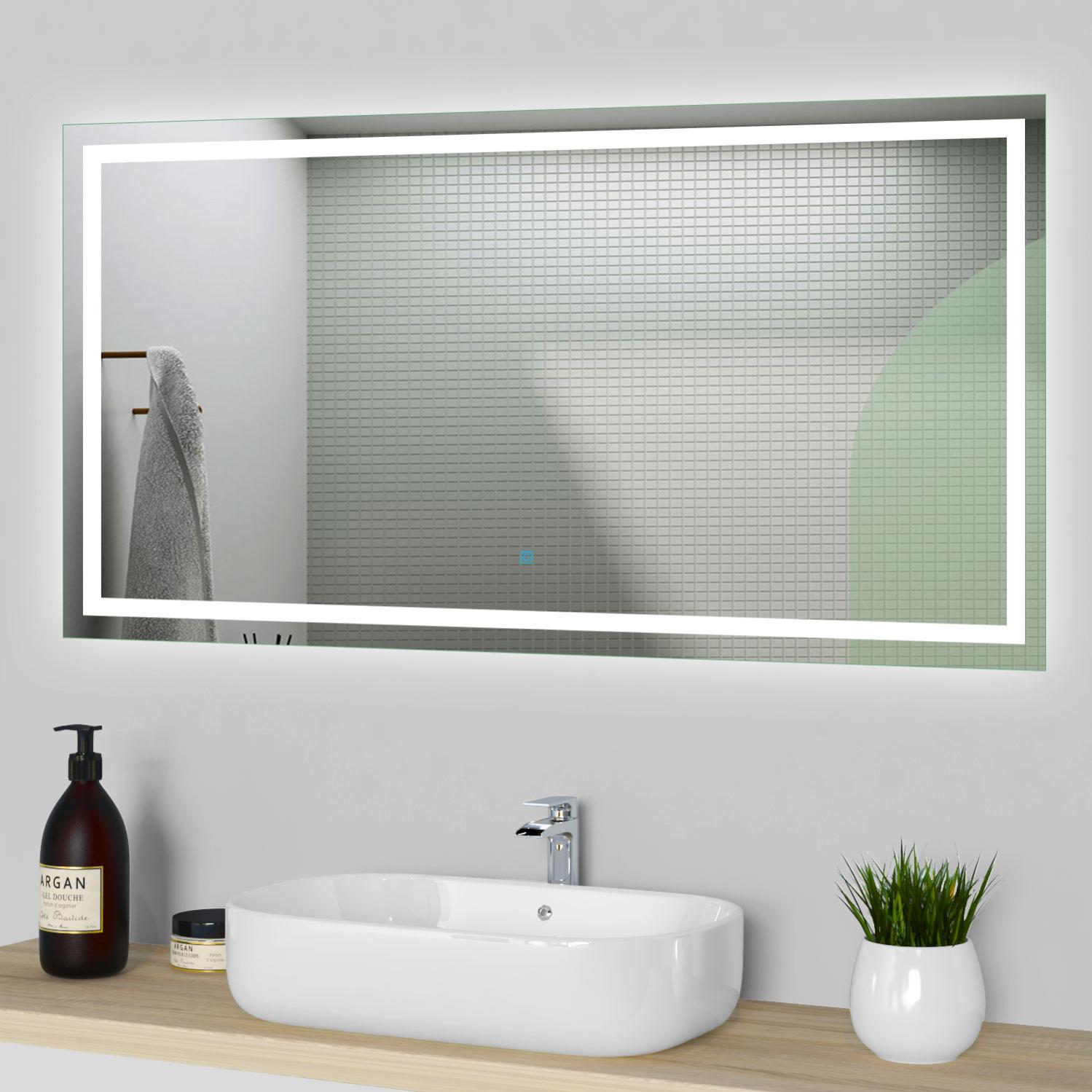 Miroir lumineux l.110 x H.80cm avec Antibuée, Mural Miroir salle de bain Ocean Leroy Merlin