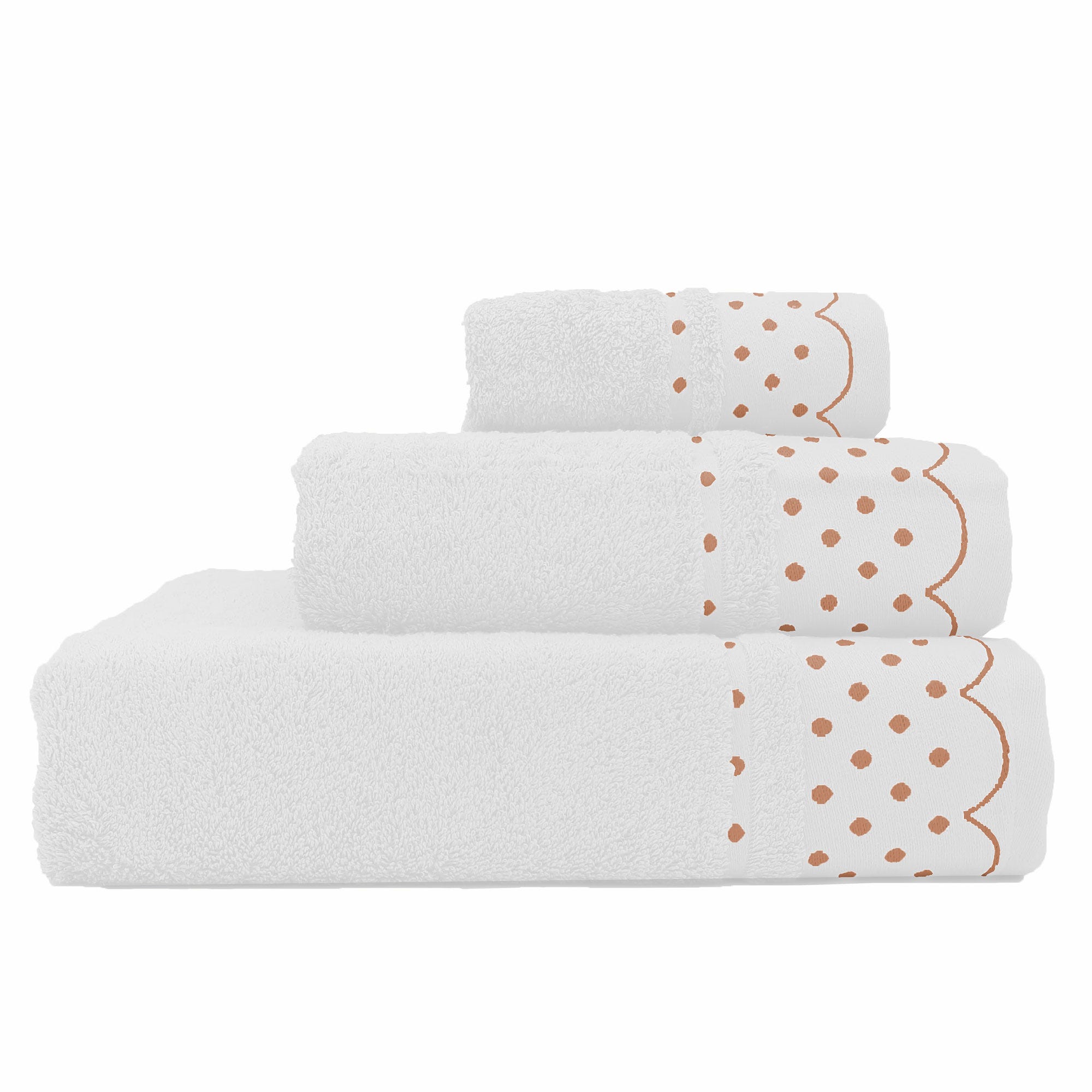 Asciugamani Set da Bagno 100% Spugna di Cotone Egiziano 450gr 3 Pezzi,  Bianco Briebe Bianco Polka Dots