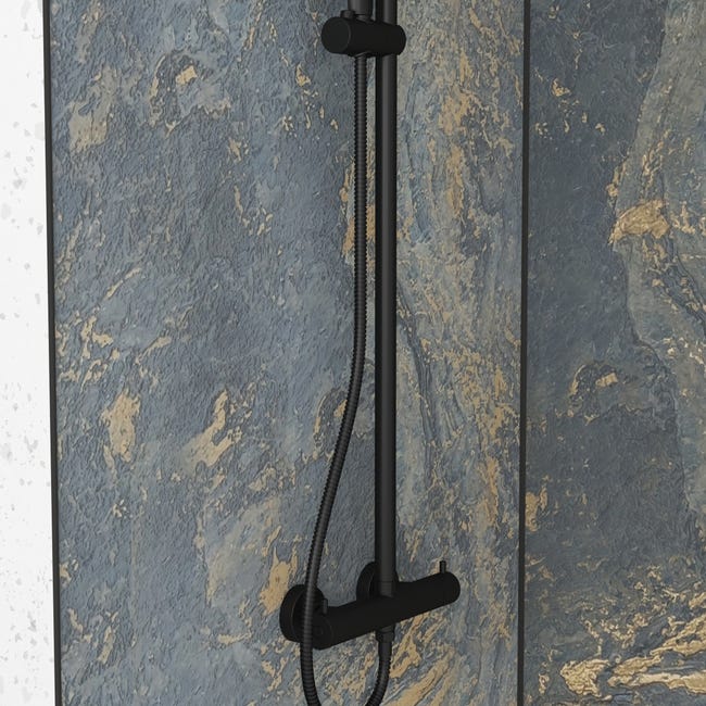 Panel de pared de ducha compuesto - Hoja de piedra y cemento - 120 x 210 cm  - Ice Lunar 120