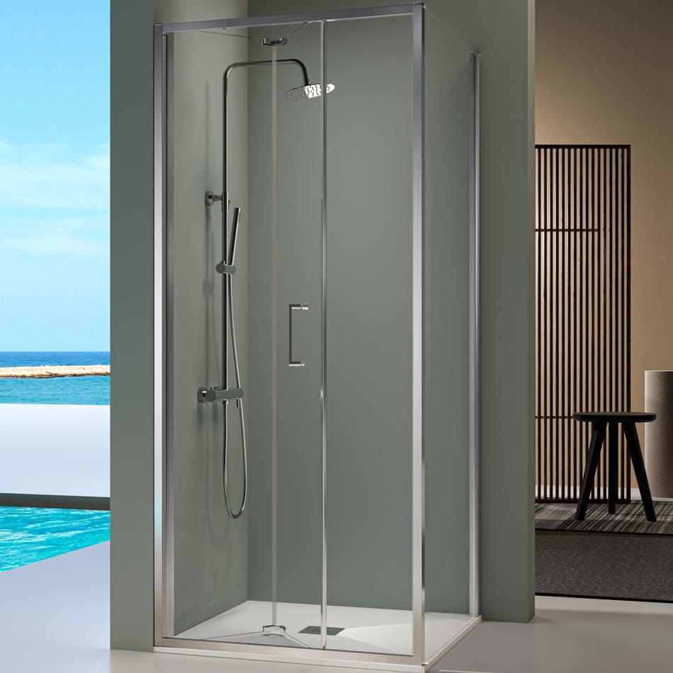 Porte de douche pliante PRISMA 75 cm Avec paroi latérale : 77 - 79