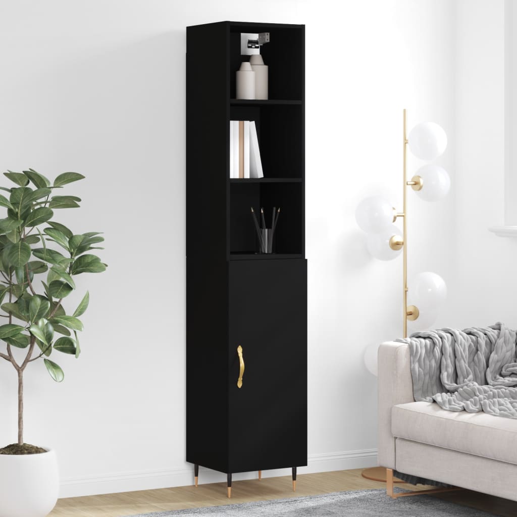 Vidaxl aparador de madera contrachapada negro 34,5x34x180 cm