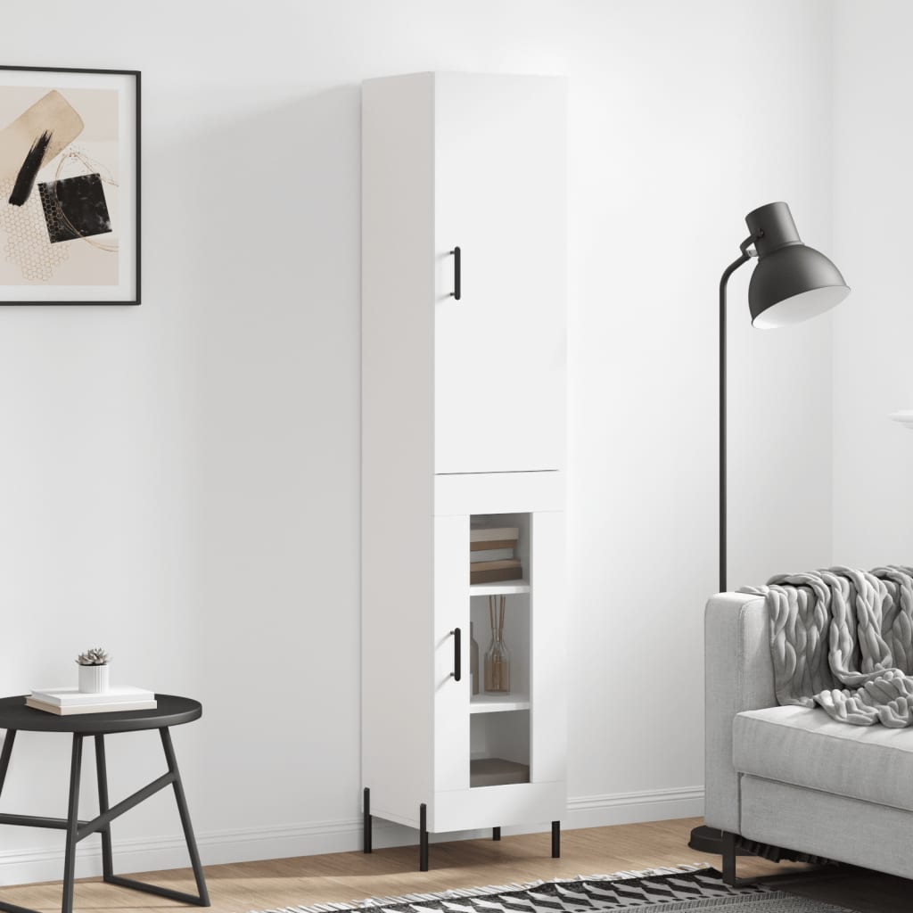 Vidaxl aparador alto madera contrachapada blanco 34,5x34x180 cm