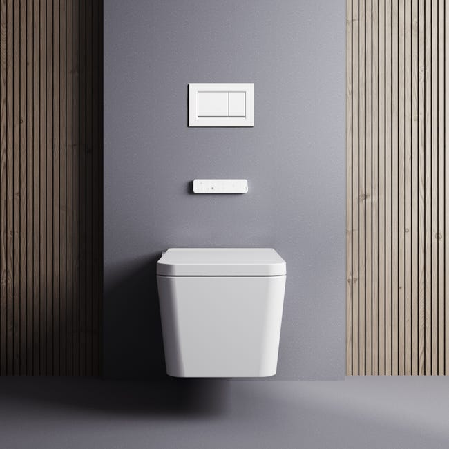 Mizubath - Toilette japonaise suspendu, Nettoyage par hydromassage, Séchage à l'air chaud, Télécommande et bouton I Modèle Isla display blanc