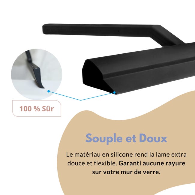 Raclette de Douche avec Support Ventouse - 28 cm Noir - raclette